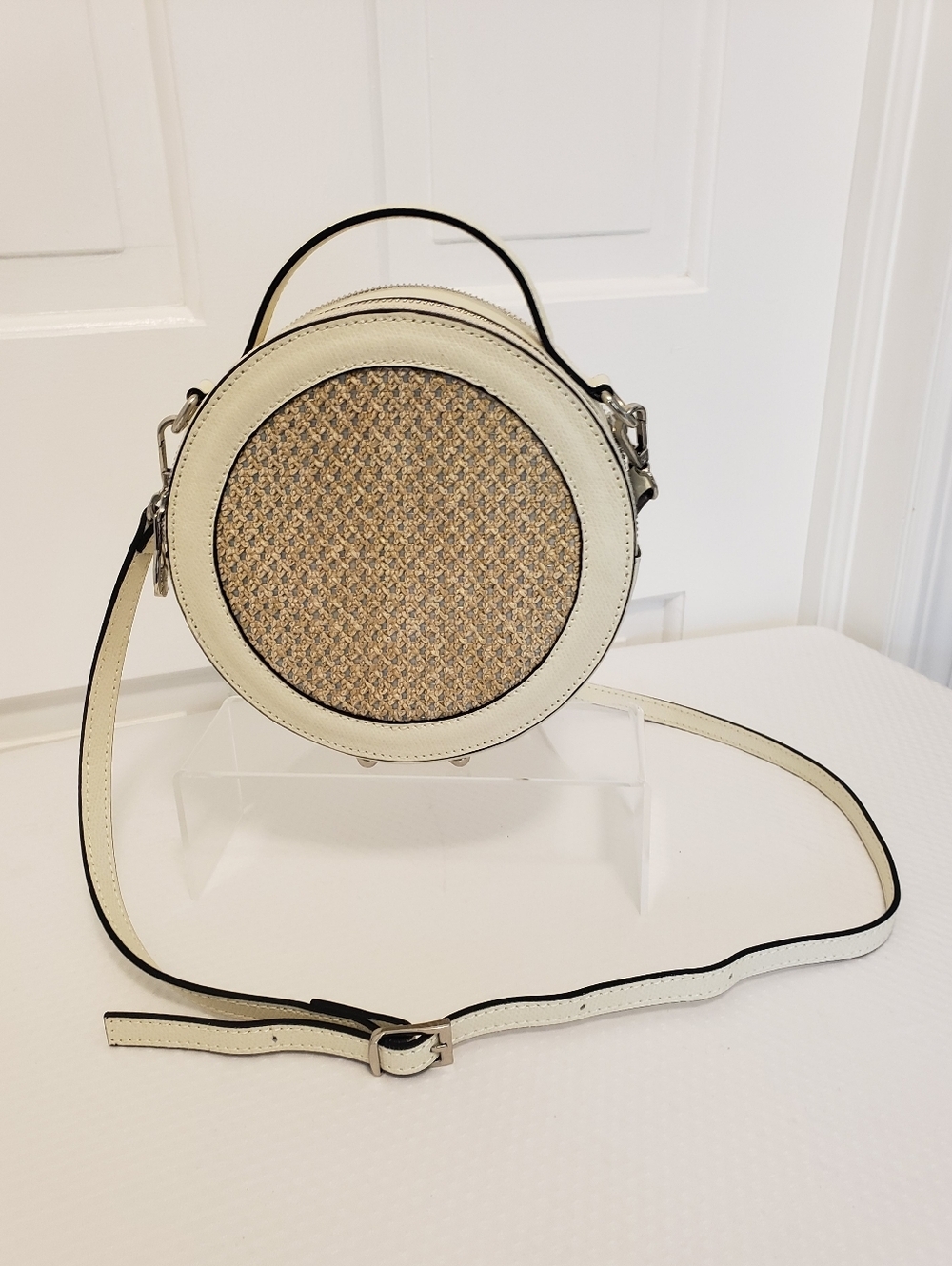 Juice Made In Italy Genuine Leather Circular Satchel/Crossbody Bag, Stylish